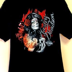 Harley-Davidson Women's Black Day of the Dead Graphic Tee